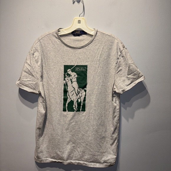 Polo Ralph Lauren Classic-Fit Short Sleeve Grey T- Shirt Green Big Pony Logo SzS - Picture 1 of 7